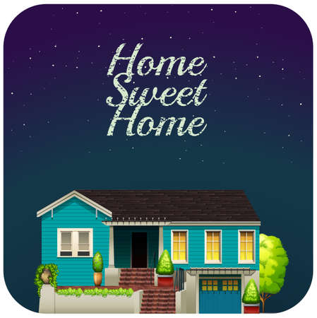Home sweet home at night illustration
