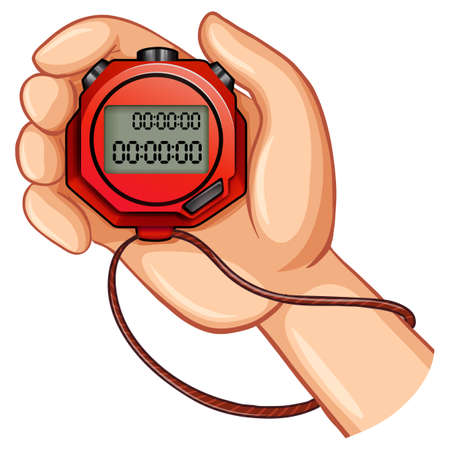 Person using digital stopwatch illustrationのイラスト素材
