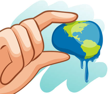 Save water theme with hand squeezing earth illustrationのイラスト素材