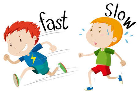 Opposite adjectives fast and slow illustrationのイラスト素材