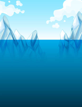 Global warming with iceberg  illustrationのイラスト素材