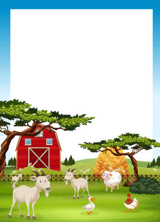 Border design with farm animals illustrationのイラスト素材