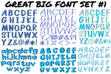 Different kind of font characters illustrationのイラスト素材