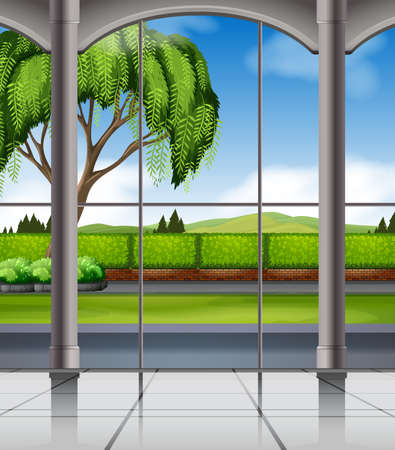 Nature view from the window illustrationのイラスト素材