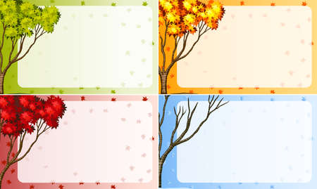 border design with tree in different season illustrationのイラスト素材