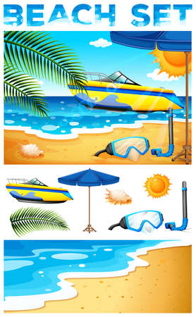 Boat floating on the sea illustrationのイラスト素材