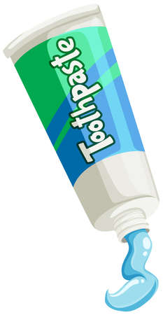 Toothpaste in green and blue tube illustrationのイラスト素材