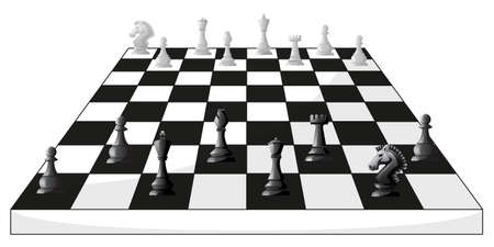 Boardgame of chess in black and white illustrationのイラスト素材