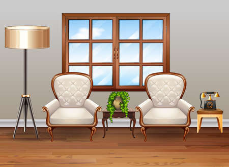 Living room with luxury armchairs illustrationのイラスト素材
