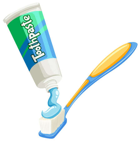 Toothpaste on the the toothbrush illustrationのイラスト素材