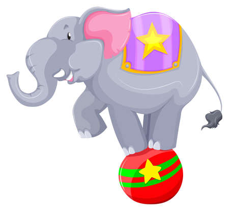 Gray elephant balancing on the ball illustrationのイラスト素材