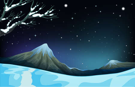 Nature scene during the winter time illustrationのイラスト素材