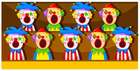 Booth game with clowns  illustrationのイラスト素材