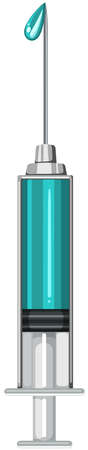 Syringe with blue medicine illustrationのイラスト素材