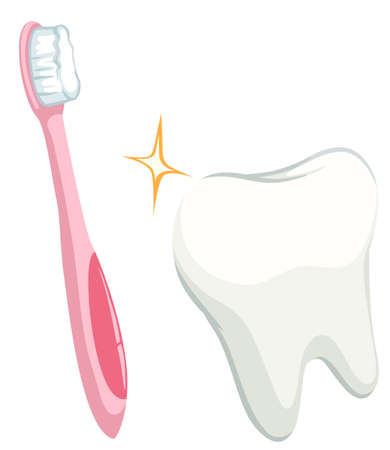 Dental theme with tooth and toothbrush illustrationのイラスト素材