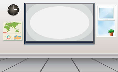 Room with white board in the center illustrationのイラスト素材