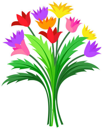 Bunch of colorful flowers illustrationのイラスト素材