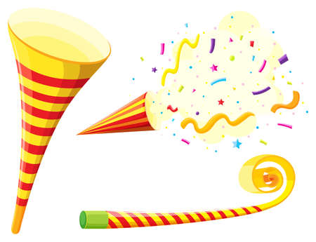 Party horn and blowing instrument illustrationのイラスト素材