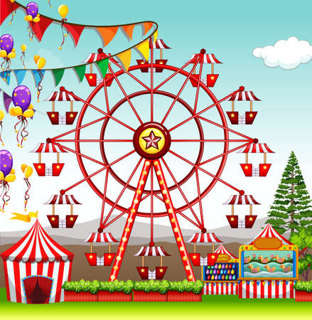 Ferris wheel at the amusement park illustrationのイラスト素材