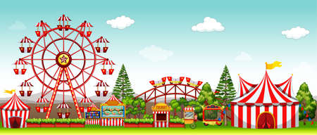 Amusement park at daytime illustrationのイラスト素材