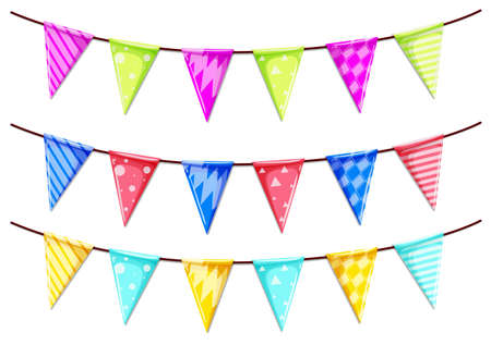 Triangle flags on the strings illustrationのイラスト素材