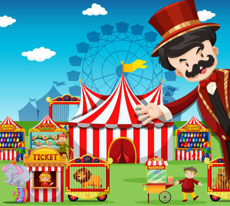 People working at the circus illustrationのイラスト素材