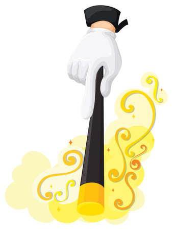 Hand holding magic wand illustrationのイラスト素材