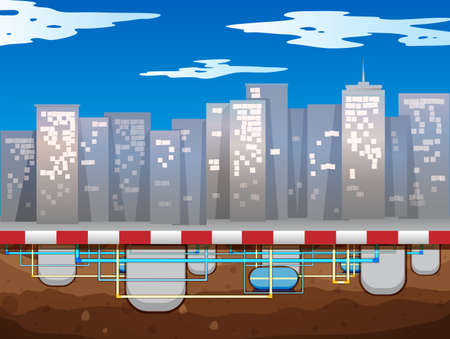 Water pipe underground of the city illustrationのイラスト素材