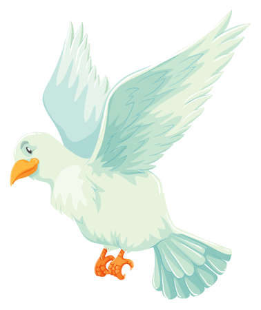 White bird spreading its wings illustrationのイラスト素材