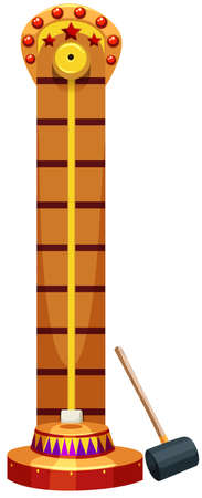 Hammer and weight game at circus illustrationのイラスト素材