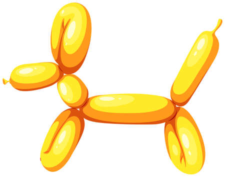 Yellow balloon in dog shape illustrationのイラスト素材