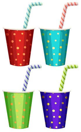 Party cups with straws illustrationのイラスト素材