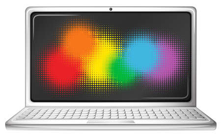 Computer laptop with rainbow screen illustrationのイラスト素材