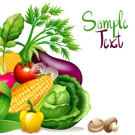 Fresh vegetables with sample text space illustrationのイラスト素材