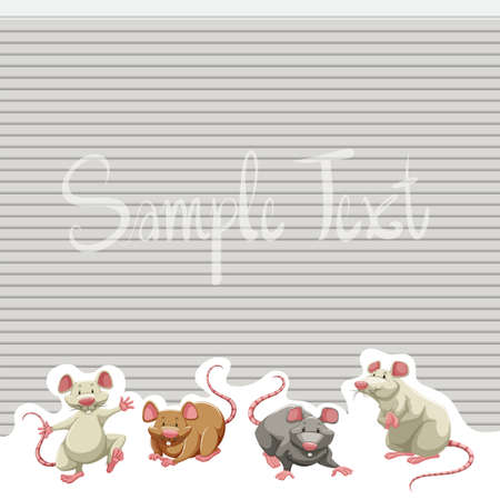 Paper design with little mouses illustrationのイラスト素材