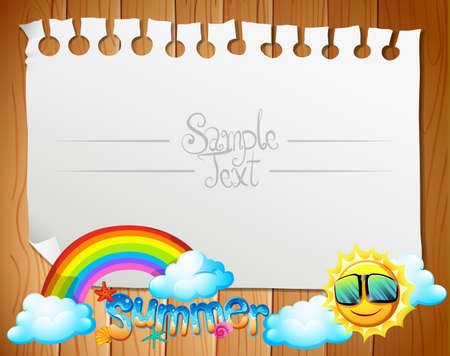 Paper design with summer theme illustrationのイラスト素材