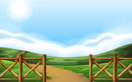 Trail on the field  illustrationのイラスト素材