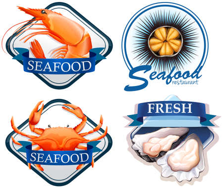 Food with fresh seafood illustrationのイラスト素材