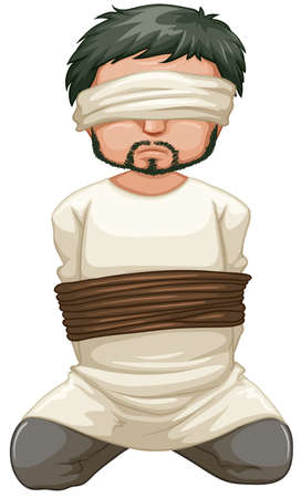 Victim being blind folded illustrationのイラスト素材