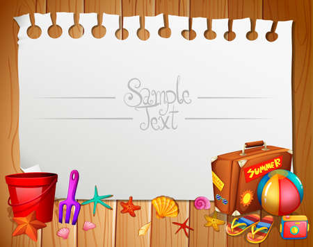 Border design with summer objects illustrationのイラスト素材