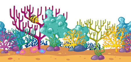 Coral reef and fish underwater illustrationのイラスト素材