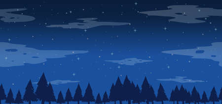Seamless pine trees at night illustrationのイラスト素材