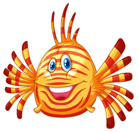Cute fish with happy face illustrationのイラスト素材