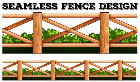 Seamless fence design along the bush illustrationのイラスト素材