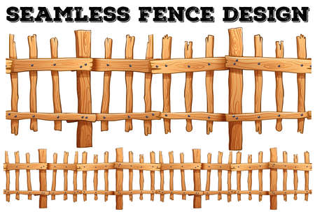 Seamless classic wooden fence design illustrationのイラスト素材