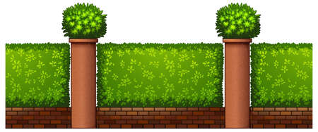 Bush and potted plants along the road illustrationのイラスト素材