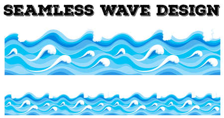 Seamless blue wave design illustrationのイラスト素材