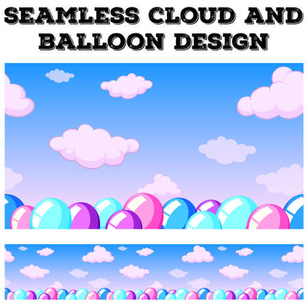 Seamless cloud and balloon in the sky illustrationのイラスト素材