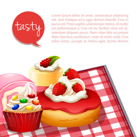 Infographic desserts with strawberry flavor illustrationのイラスト素材