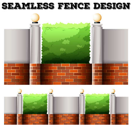 Seamless fence desing with lamps illustrationのイラスト素材